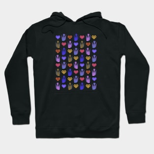 Lovely love birds with hearts pattern on black background Hoodie